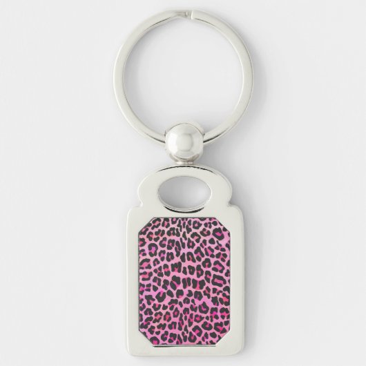 Leopard Black en Hot Pink Print Sleutelhanger (Voorkant)