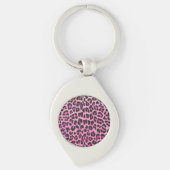 Leopard Black en Hot Pink Print Sleutelhanger (Voorkant)