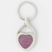 Leopard Black en Hot Pink Print Sleutelhanger (Voorkant)