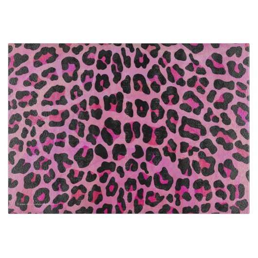 Leopard Black en Hot Pink Print Snijplank (Voorkant)