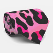 Leopard Black en Hot Pink Print Stropdas (Opgerold)