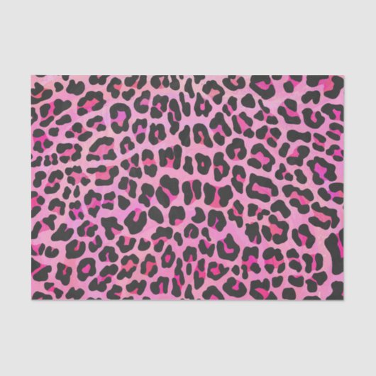 Leopard Black en Hot Pink Print Tissuepapier (Voorkant)