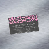 Leopard Black en Hot Pink Print Visitekaartje Magneet (Voorbeeld)
