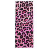 Leopard Black en Hot Pink Print Wijn Cadeautas (Achterkant)