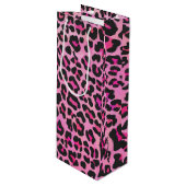 Leopard Black en Hot Pink Print Wijn Cadeautas (Voorkant Gekanteld)