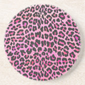 Leopard Black en Hot Pink Print Zandsteen Onderzetter (Voorkant)