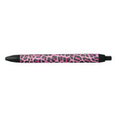 Leopard Black en Hot Pink Print Zwarte Inkt Pen (Voorkant)