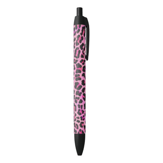 Leopard Black en Hot Pink Print Zwarte Inkt Pen (Achterkant (Verticaal))