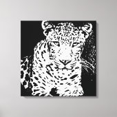 Leopard Black en White Portrait Wrapped Canvas (Voorkant)
