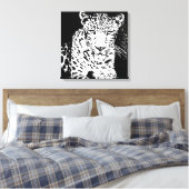 Leopard Black en White Portrait Wrapped Canvas (Insitu (Slaapkamer))