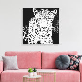 Leopard Black en White Portrait Wrapped Canvas Afdruk (Insitu (Woonkamer))