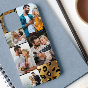 Leopard Black Gold Animal Print 5 Foto Collage Case-Mate iPhone Case