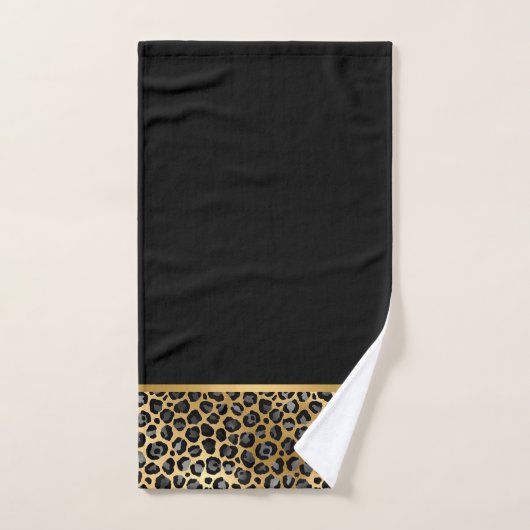 LEOPARD BLACK GOLD BATHROOM TOWEL SET BAD HANDDOEK (Handdoek)