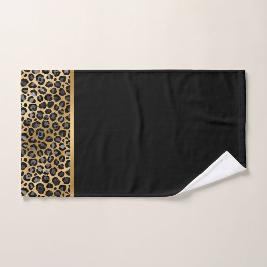LEOPARD BLACK GOLD BATHROOM TOWEL SET BAD HANDDOEK (Handdoek)