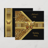 Leopard Black Gold Butterfly Afbeelding Birthday P Kaart (Voorkant / Achterkant)