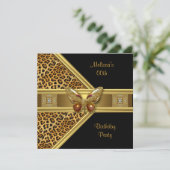 Leopard Black Gold Butterfly Afbeelding Birthday P Kaart (Staand voorkant)