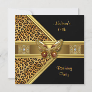 Leopard Black Gold Butterfly Afbeelding Birthday P Kaart