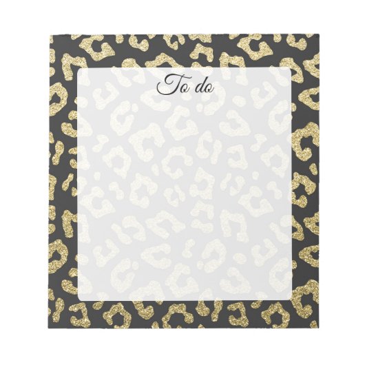 Leopard Black Gold elegant dierpringspatroon Notitieblok (Voorkant)