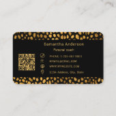 Leopard Black Gold Print QR Code luxury Visitekaartje (Achterkant)
