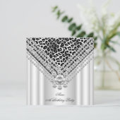 Leopard Black White Birthday Glitter Diamond Kaart (Staand voorkant)