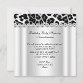 Leopard Black White Birthday Glitter Diamond Kaart (Achterkant)