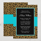 Leopard Blauwgroen Blauw Bruidsdouche Uitnodiginge Kaart (Voorkant / Achterkant)
