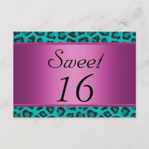 Leopard Blauwgroen Pink Sweet 16 Kaart