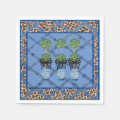 Leopard Blue Bamboo Chinoiserie Ginger Jar Paper Servet (Voorkant)