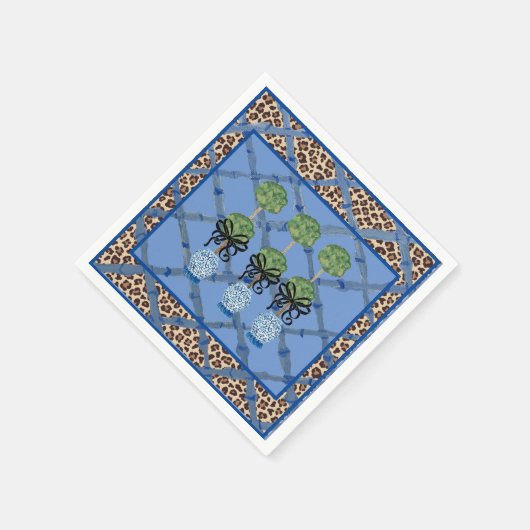 Leopard Blue Bamboo Chinoiserie Ginger Jar Paper Servet (Hoek)