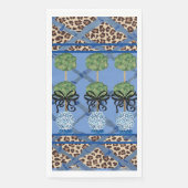 Leopard Blue Bamboo Chinoiserie Ginger Jar Servet (Voorkant)