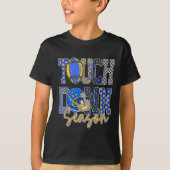 Leopard Blue Gold Checkered Football Touchdown Sea T-shirt (Voorkant)