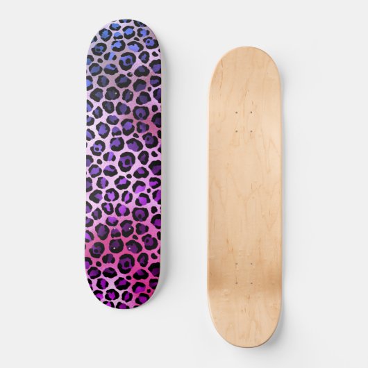 LEOPARD BLUE PAARSE skateboard Deck (Voorkant)