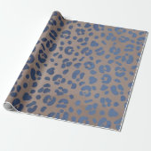 Leopard Blue Pattern Cadeaupapier (Uitgerold)