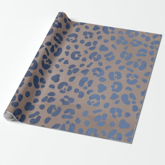 Leopard Blue Pattern Cadeaupapier (Uitgerold)