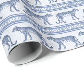 Leopard Blues Elegant Man Verjaardag Cadeaupapier (Rol Hoek)