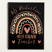 Leopard Bohemian Rainbow Voeg graad leraar naam to Planner (Voorkant)