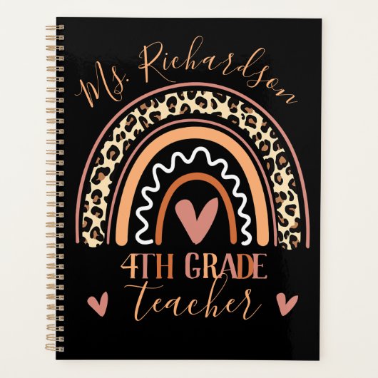 Leopard Bohemian Rainbow Voeg graad leraar naam to Planner (Voorkant)