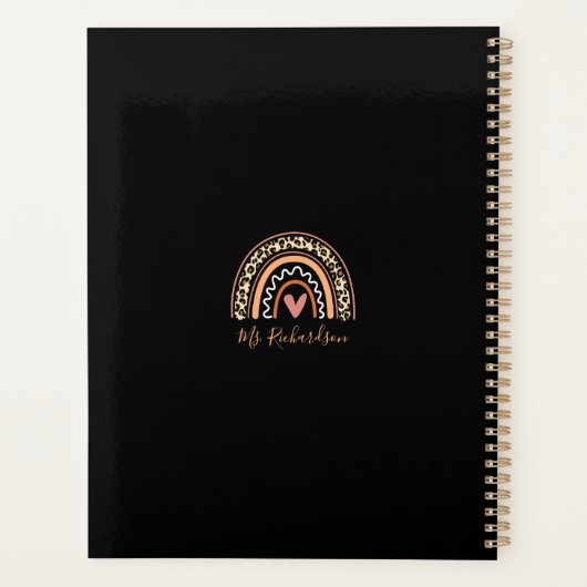 Leopard Bohemian Rainbow Voeg graad leraar naam to Planner (Achterkant)