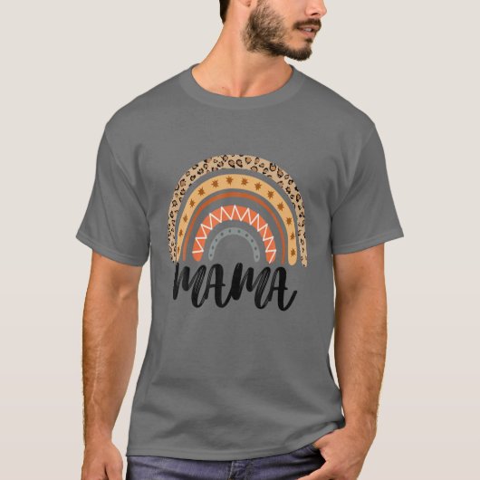 Leopard Boho Rainbow Mama Mother's Day T-shirt (Voorkant)