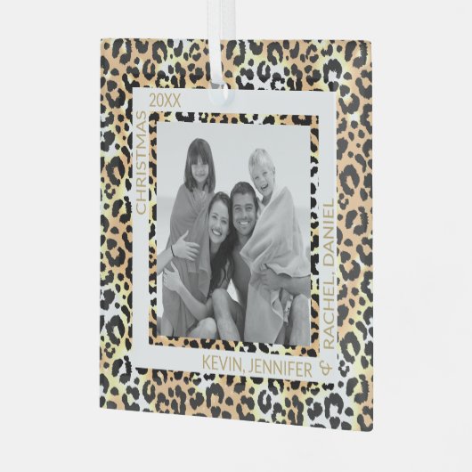 Leopard Border Photo Glas Ornament (Voorkant links)