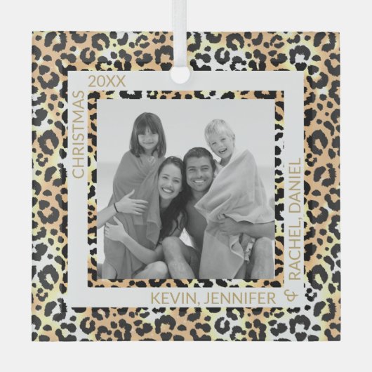 Leopard Border Photo Glas Ornament (Voorkant)