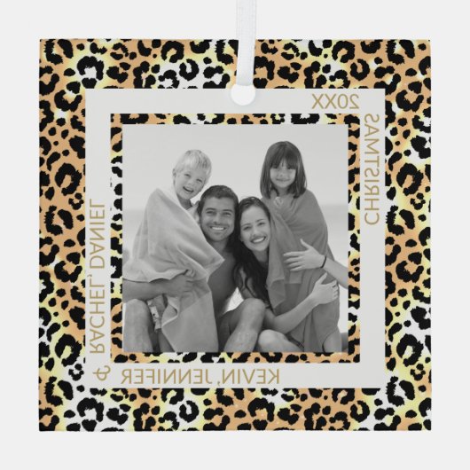 Leopard Border Photo Glas Ornament (Achterkant)