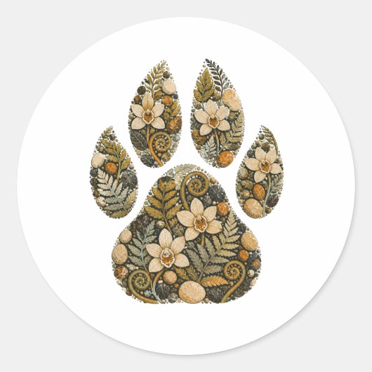 Leopard Botanical Footprint Nature Sticker (Voorkant)