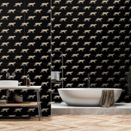 Leopard Botanische Natuur Waterverf Moody Zwart Behang