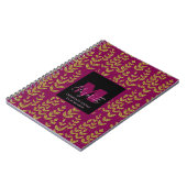 Leopard Botanische Wijn Roze Monogram Aangepaste n Notitieboek (Linkerzijde)