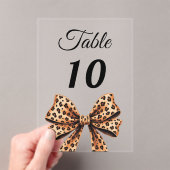 Leopard bow acrylic table number sign acryl uitnodigingen (Insitu (Draagbaar))
