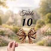 Leopard bow acrylic table number sign acryl uitnodigingen