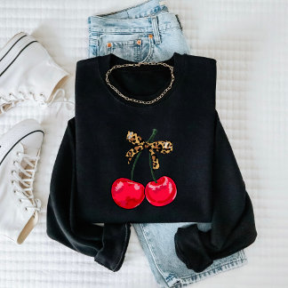 Leopard Bow Cherry Sweatshirt – trendy en leuk