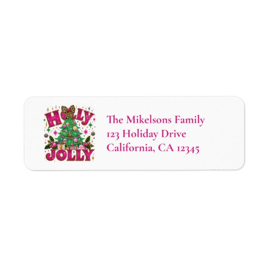 Leopard Bow Holly Jolly Etiket (Voorkant)