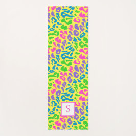 Leopard Bright Neon Monogram op persoonlijke titel Yogamat